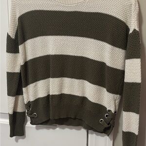Striped Olive and Cream Sweater